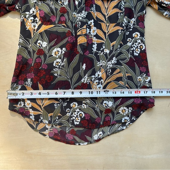 LOFT Petite XXS Button Up Blouse Office Work Business Top Floral Long Sleeve - Picture 7 of 9